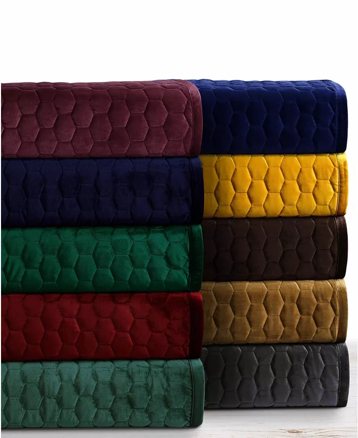 Tribeca Living Lugano Honeycomb Velvet Oversized Solid 2 Piece Quilt Set， Twin