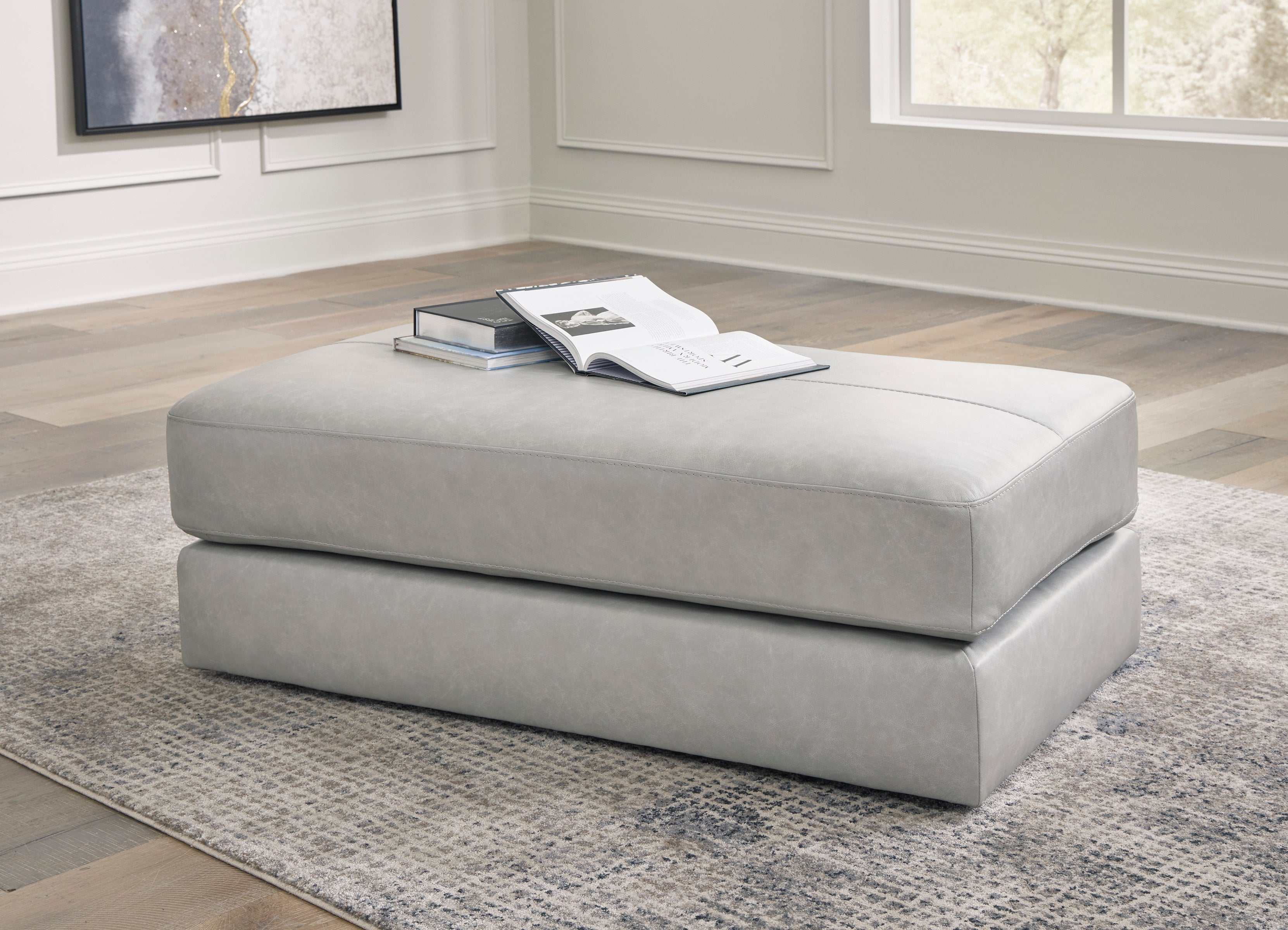 (Online Special Price) Amiata Glacier Leather Oversized Accent Ottoman