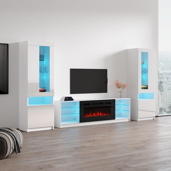 Boston 01 Electric Fireplace Modern Wall Unit Entertainment Center