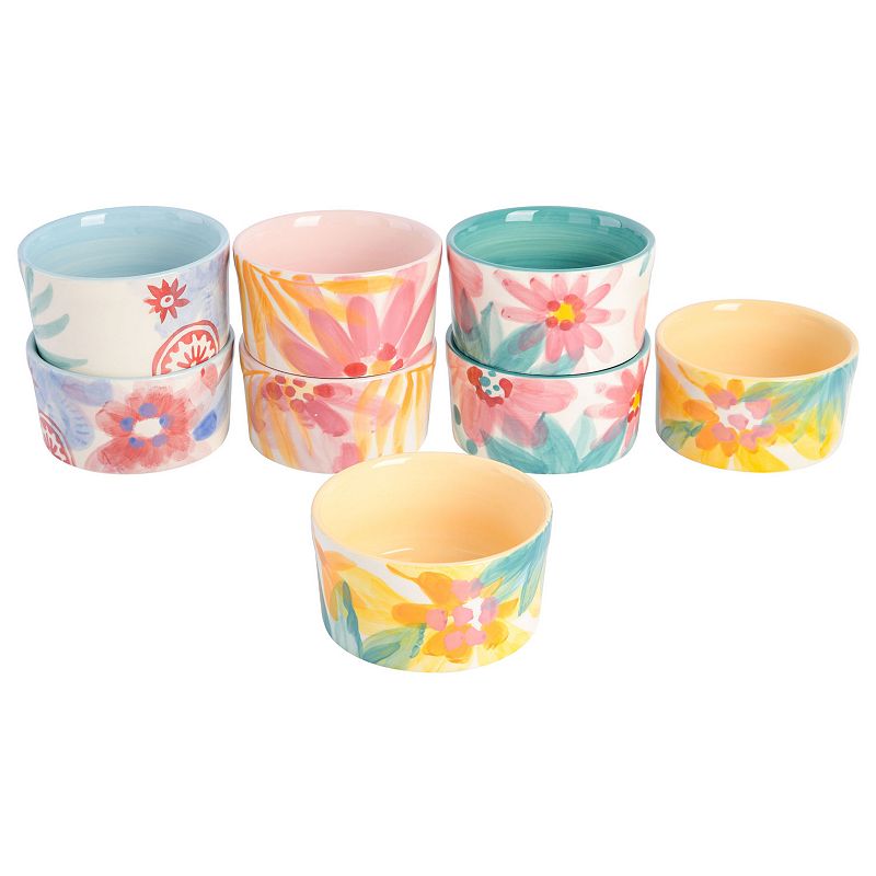 Spice By Tia Mowry Goji Blossom 8 Piece 6.5 oz Ramekins Set in Assorted Designs