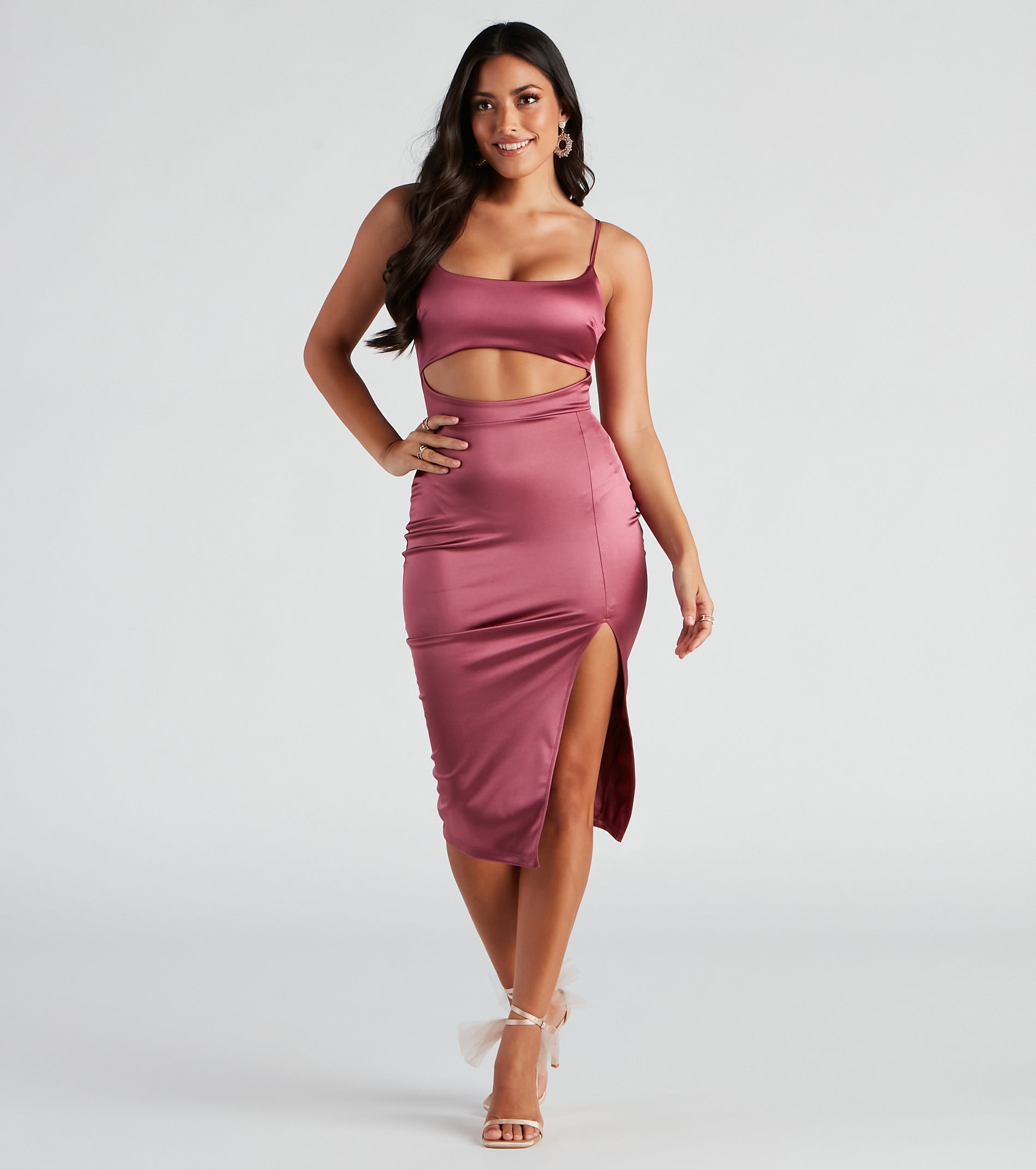 All Eyes On You Satin Midi Dress