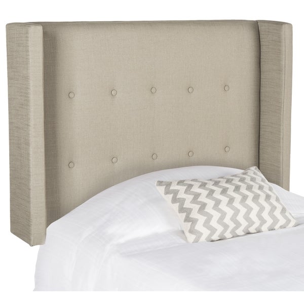 SAFAVIEH Damon Oyster Upholstered Tufted Wingback Headboard (Twin) - - 11081603