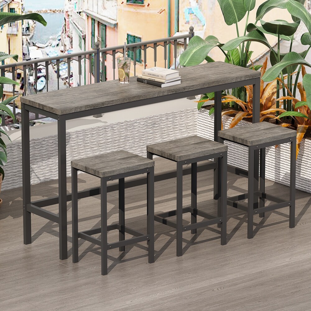 Modern Design Kitchen Dining Table  Pub Table  Long Dining Table Set with 3 Stools