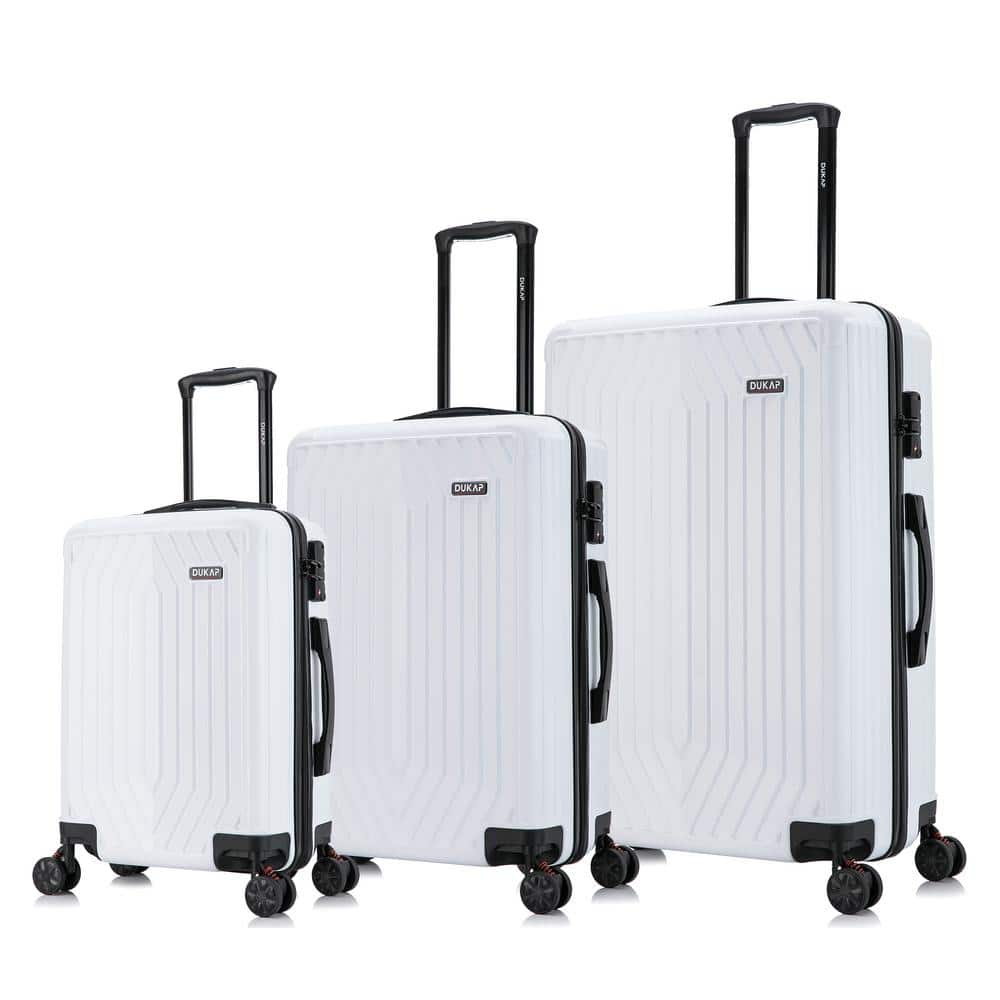 DUKAP Stratos Lightweight Hardside Spinner 3-Piece Luggage Set 20 in., 24 in., 28 in. in White DKSTRSML-WHI