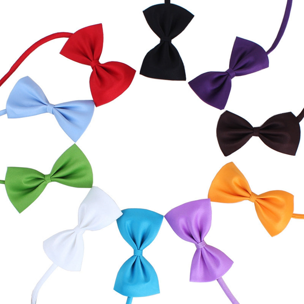 6PCS Pet Bow Ties Solid Color Dog Ties Pet Neck Bows Adjustable Pet Bowties