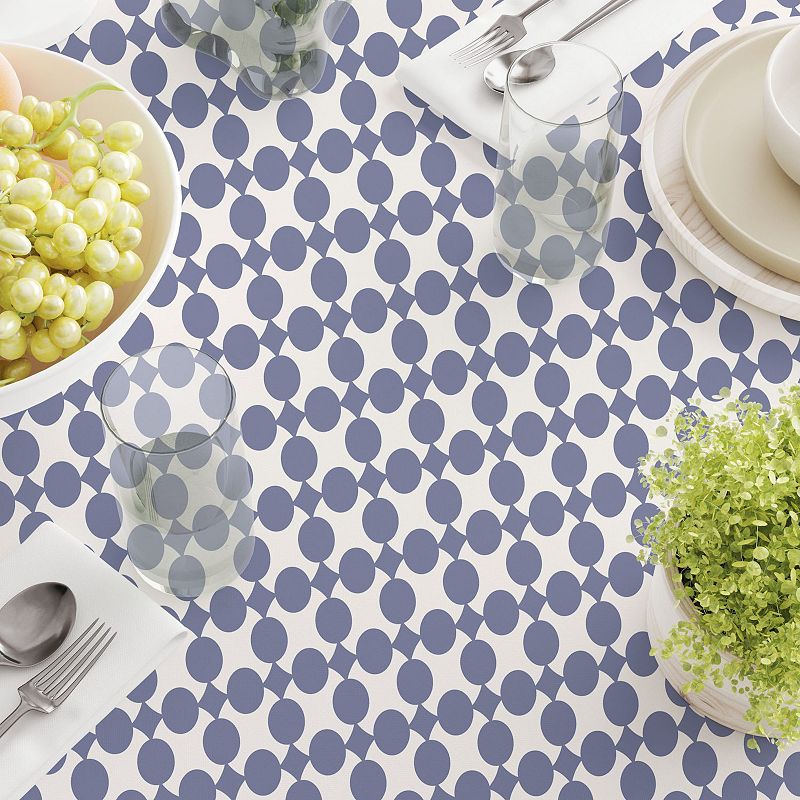 Square Tablecloth， 100% Cotton， 60x60， Blue Dot Design