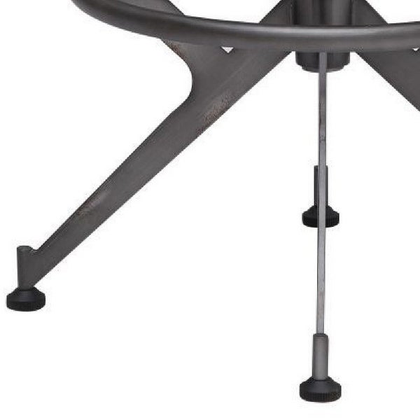 Ruth 19 Inch Adjustable Stool， Metal Axle Base， Cushioned Seat， Gray - Black - 19 L x 19 W x 25 H Inches