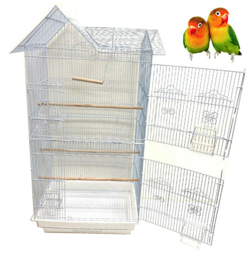 Large Double Roof Top Flight Bird House Cage for Cockatiels Sun Parakeets Green Cheek Conures Aviary Budgie Finch Lovebird Canary Pet Bird Travel Cage