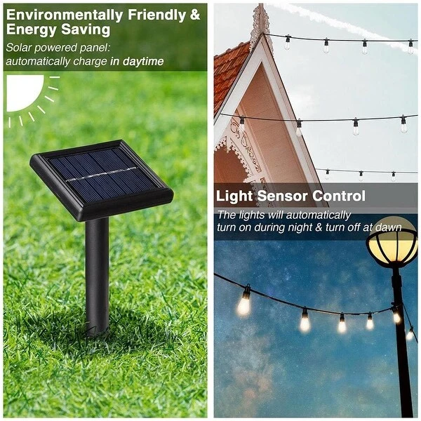 Solar Energy String Lights with 15 Led Bulbs Light Sensor String Light - As pic