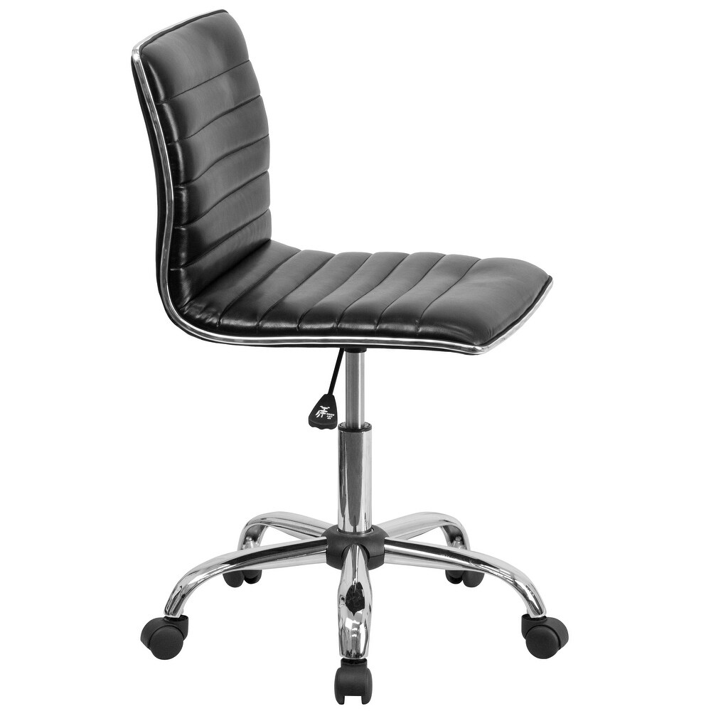 Low Back Designer Armless Ribbed Swivel Task Office Chair