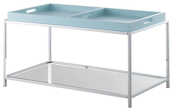 Convenience Concepts Palm Beach Coffee Table in Clear Glass and Chrome Metal   Contemporary   Coffee Tables   by Homesquare  Houzz