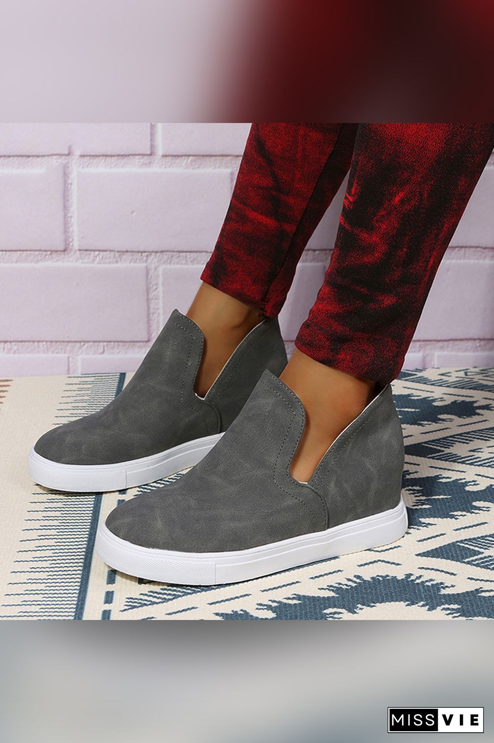 Plain PU Side Cut Ankle Boots