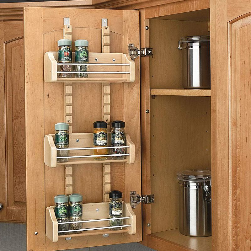 Rev-A-Shelf Small Adjustable 3-Shelf Cabinet Door Mount Spice Rack， 4ASR-15