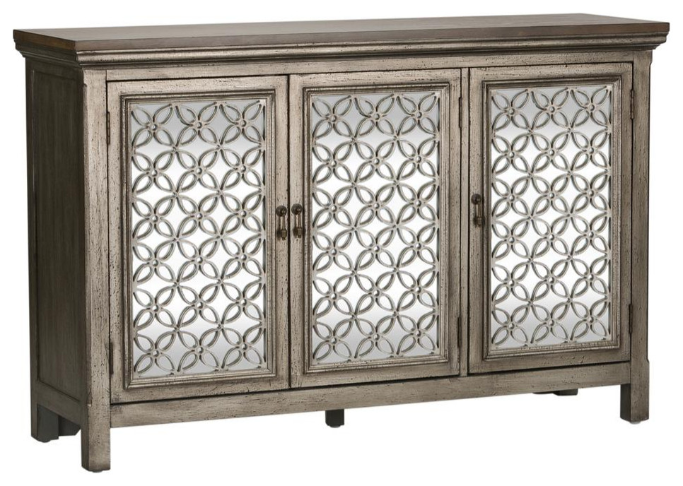 3 Door Accent Cabinet  White Dusty Wax Finish  ampWire Brushed Gray   Contemporary   Accent Chests And Cabinets   by BisonOffice  Houzz