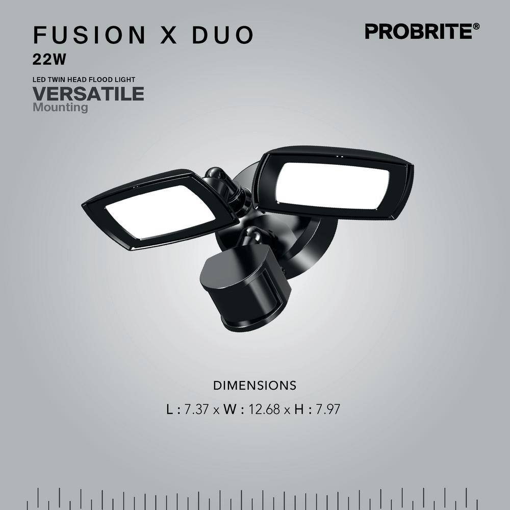 PROBRITE 30-Watt Bronze Outdoor Integrated LED Twin Head Motion-Activated Flood Light 3000 Lumens FSXD30-MS-4K-BZ