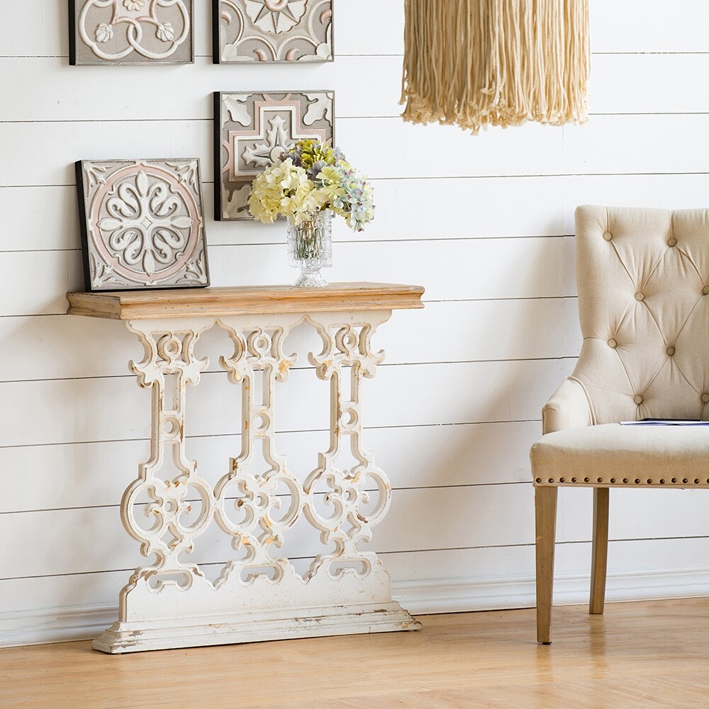 Classic Vintage White Washed Console Table