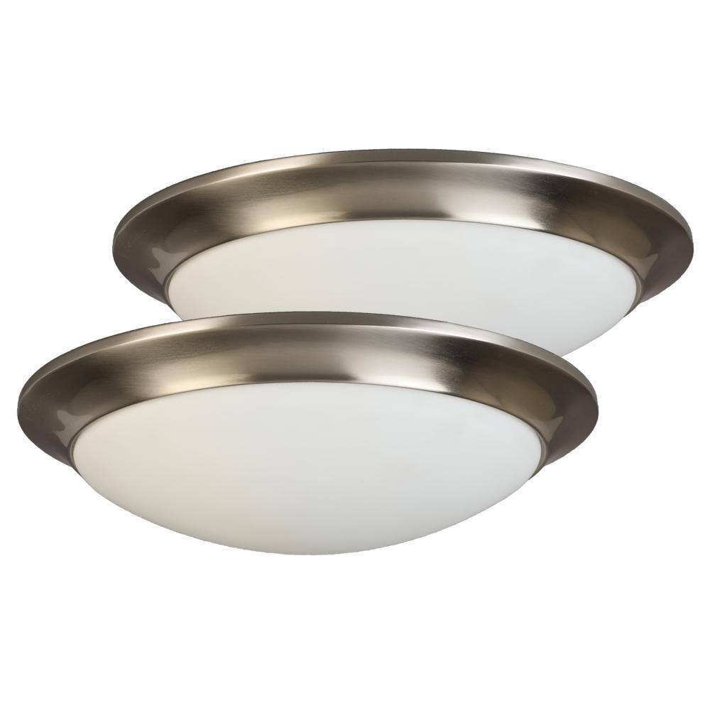 Hampton Bay 15 in. Brushed Nickel LED Ceiling Flush Mount (2-Pack) HGV8011LL-2PKBN