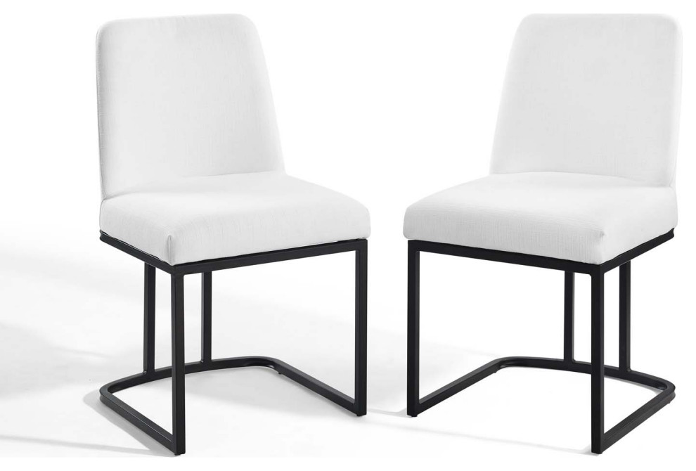 Side Dining Chair  Set of 2  Fabric  Metal  Black Gray  Modern  Cafe Bistro   Transitional   Dining Chairs   by House Bound  Houzz