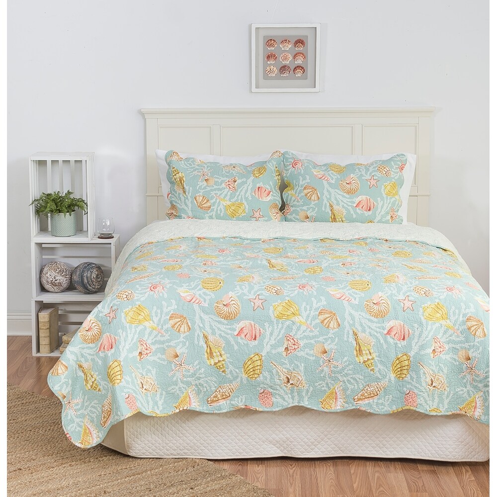 St. Martin Blue Cotton Quilt Set