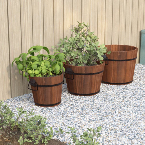 vidaXL Flower Pot 3 Piece Outdoor Planter Pot Box Container Solid Wood Fir   Rustic   Outdoor Pots And Planters   by vidaXL LLC  Houzz