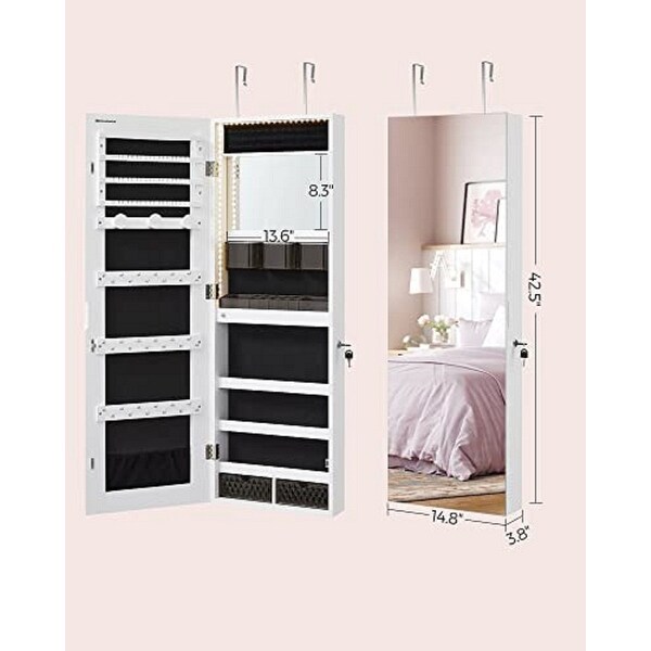 Jewelry Armoire Organizer with LED Lights - White - 14.8