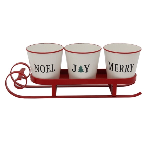 Sleigh with Noel，Joy and Merry Buckets Christmas Centerpiece