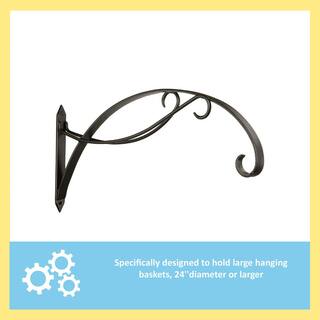 ACHLA DESIGNS 24 in. W Black Powder Coat Metal Curling Scroll Bracket for Large Baskets B-36