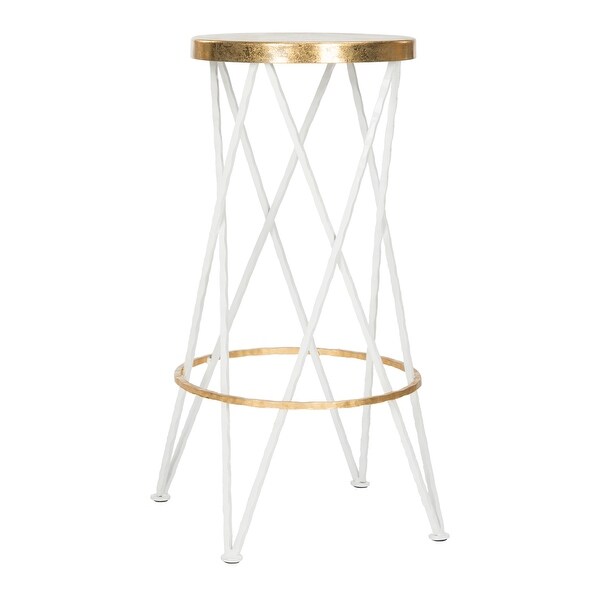 SAFAVIEH 30- Inch Hester White/ Gold Bar Stool - 15.5