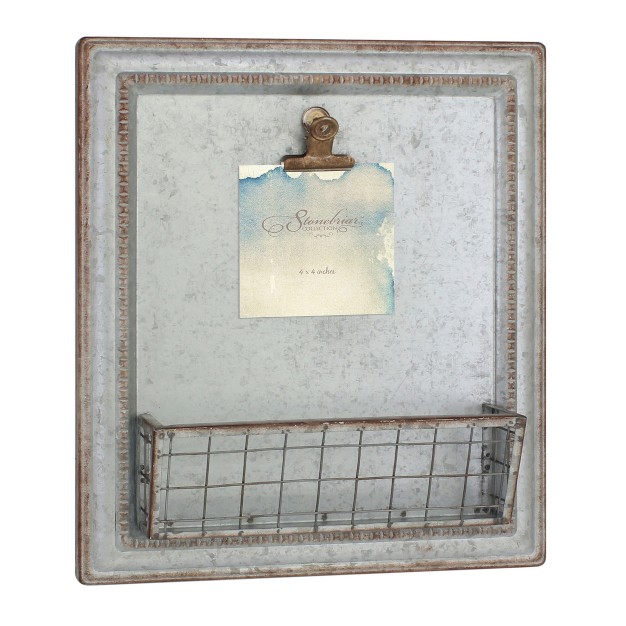 X 13 2 quot Rustic Galvanized Metal Magnetic Memo Board Silver Stonebriar Collection