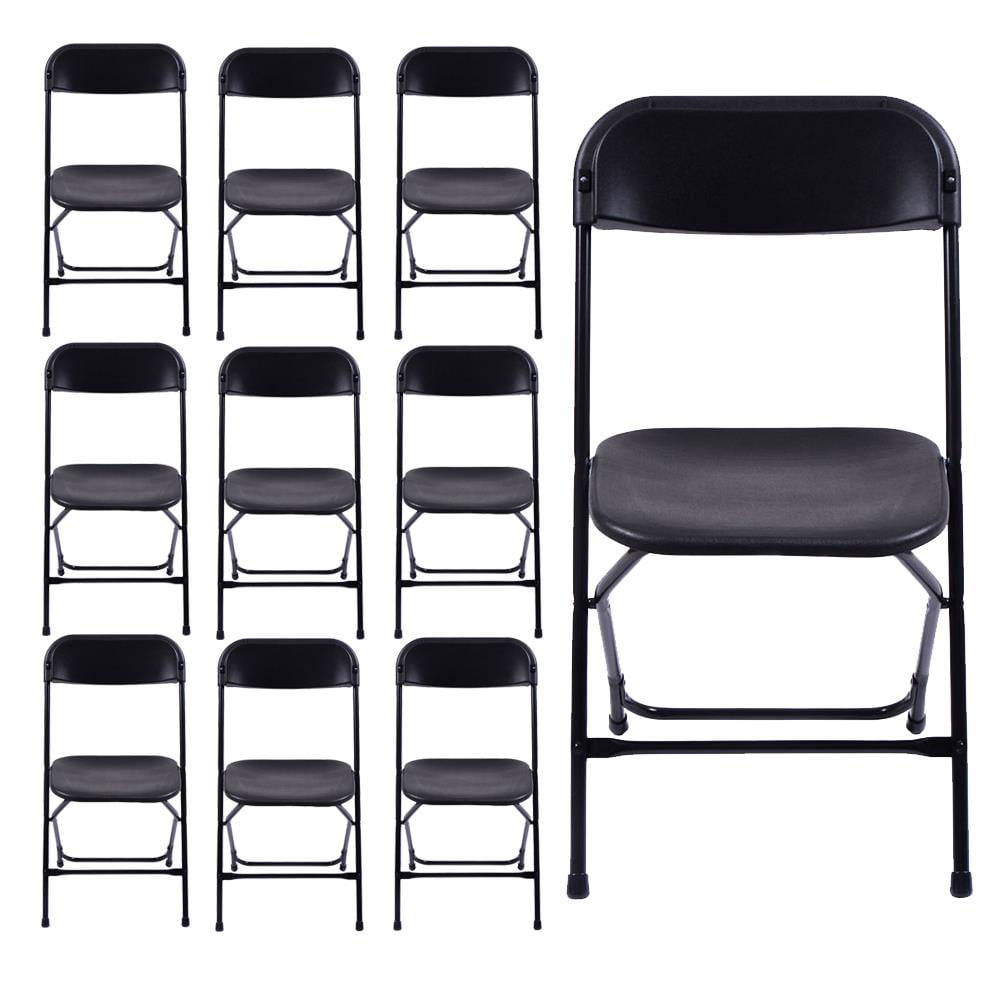 Ubesgoo Plastic Folding Chairs (10 Pack), Black