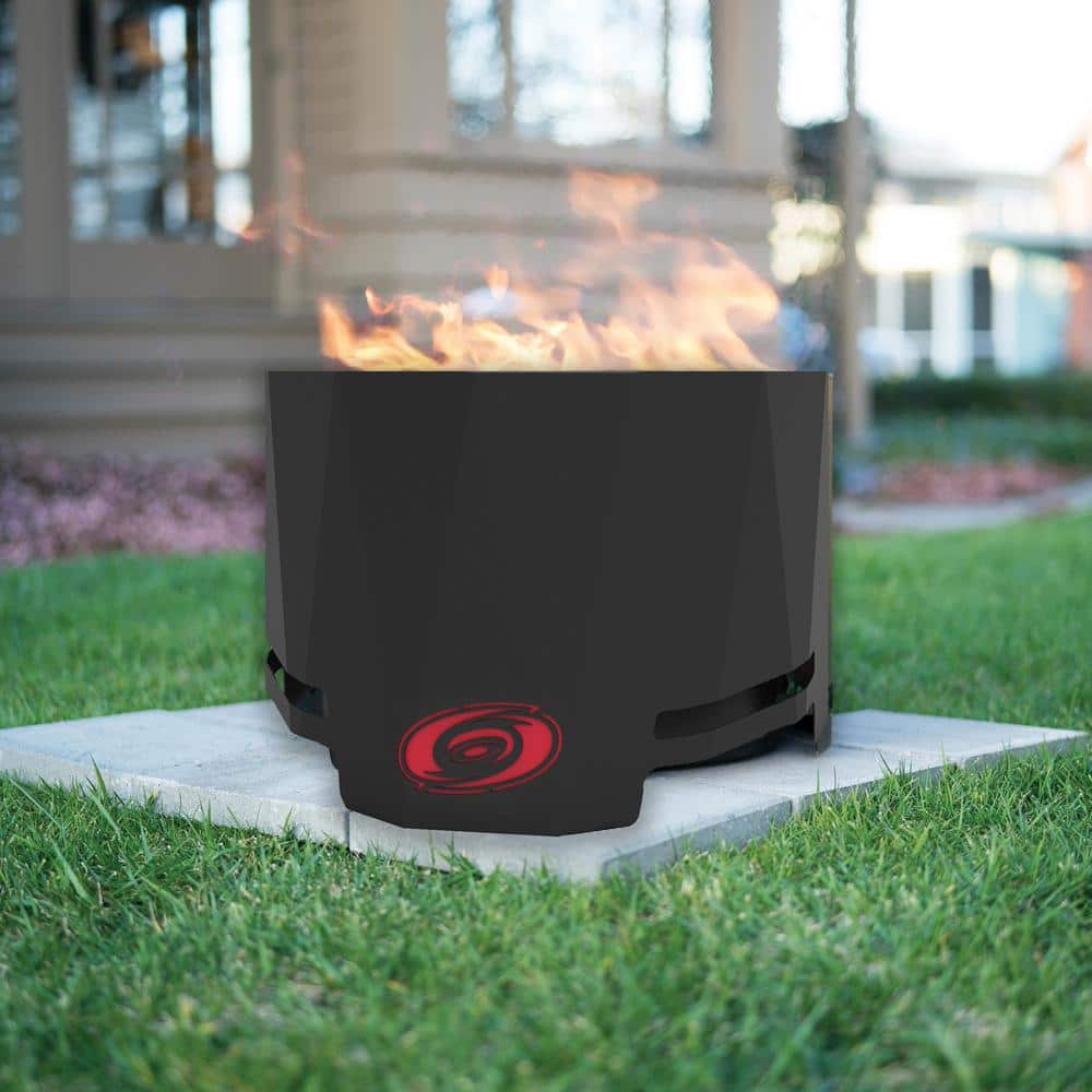 BLUE SKY OUTDOOR LIVING The Peak NHL 24 in. x 16 in. Round Steel Wood Patio Fire Pit - Carolina Hurricanes PFP2416-CH