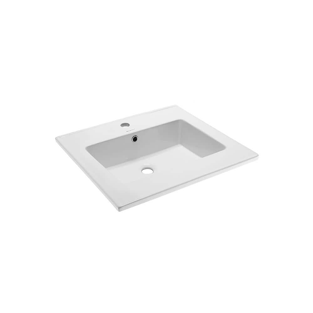 Swiss Madison Voltaire 25 in Vanity Top in Glossy White with 1Basin