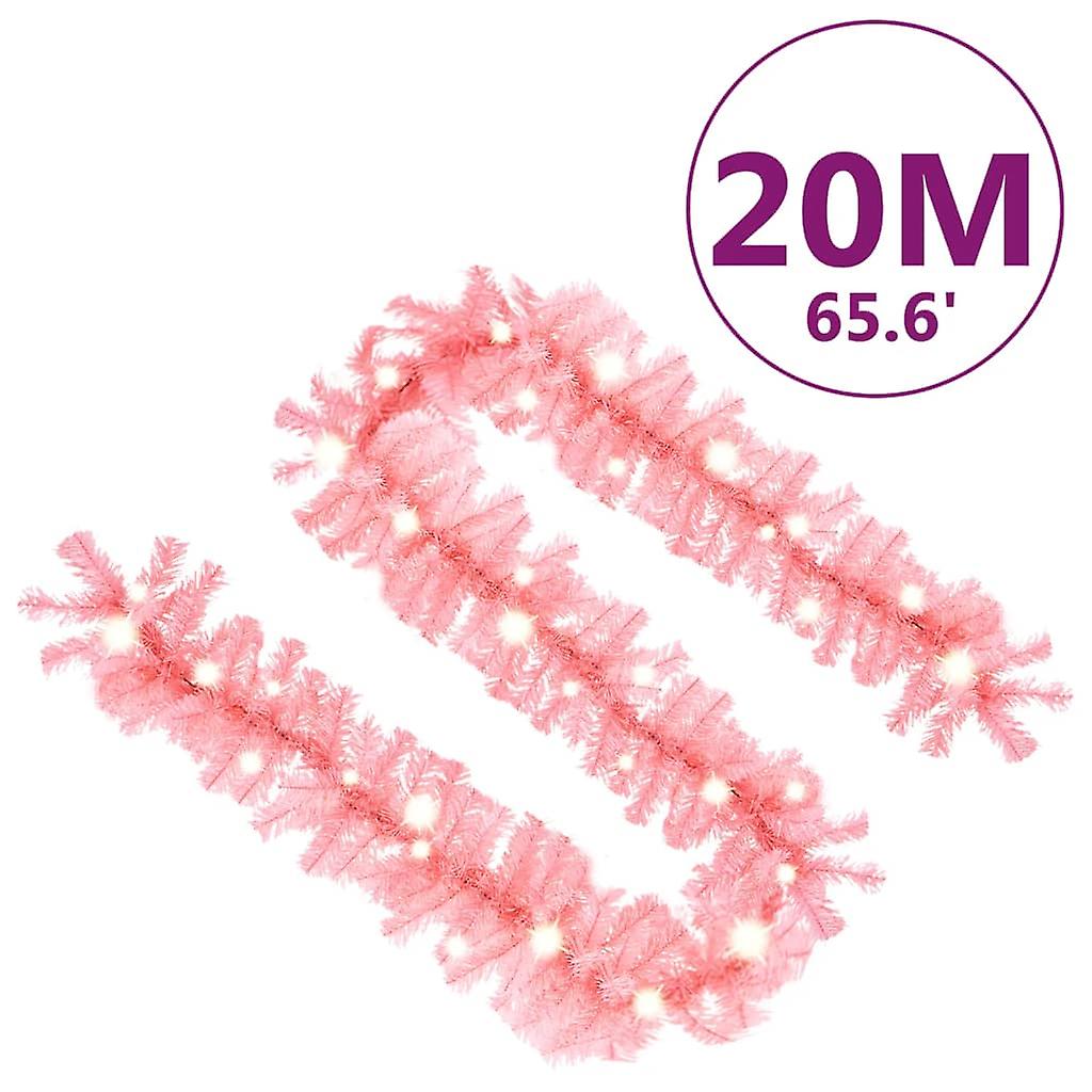 Vidaxl Christmas Garland With Led Lights 66 Ft Pink