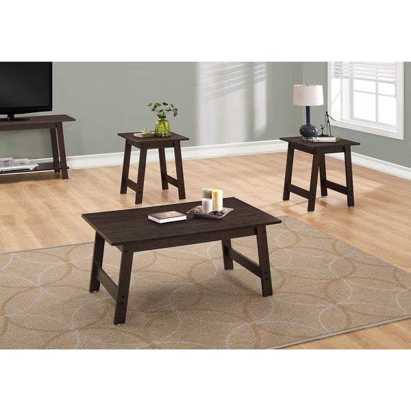 3-Piece Cappuccino Brown Finish Contemporary Table Set 36