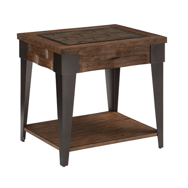 Cain Dark Brown Wood and Metal End Table by iNSPIRE Q Modern - End Table