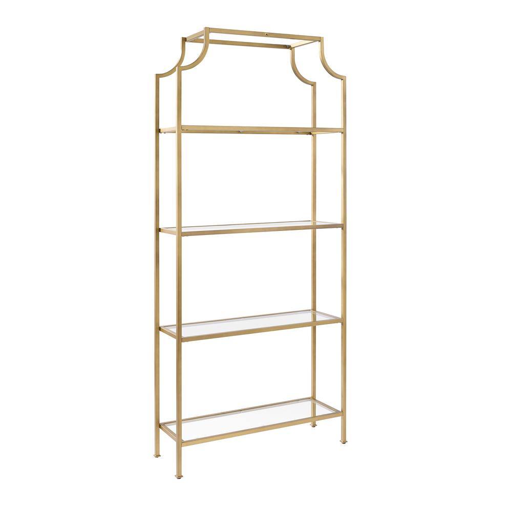 CROSLEY FURNITURE 80 in. GoldClear Metal 4-shelf Etagere Bookcase with Open Back CF6101-GL