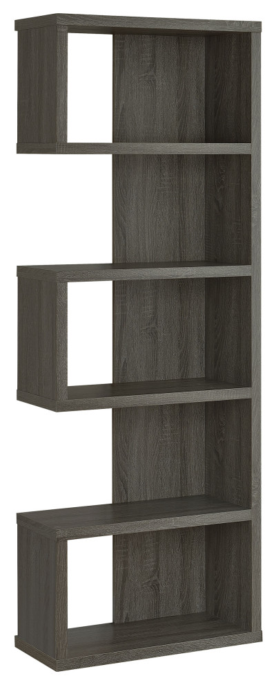 Joey 5 tier Bookcase Weathered Grey   Modern   Bookcases   by Modon  Houzz