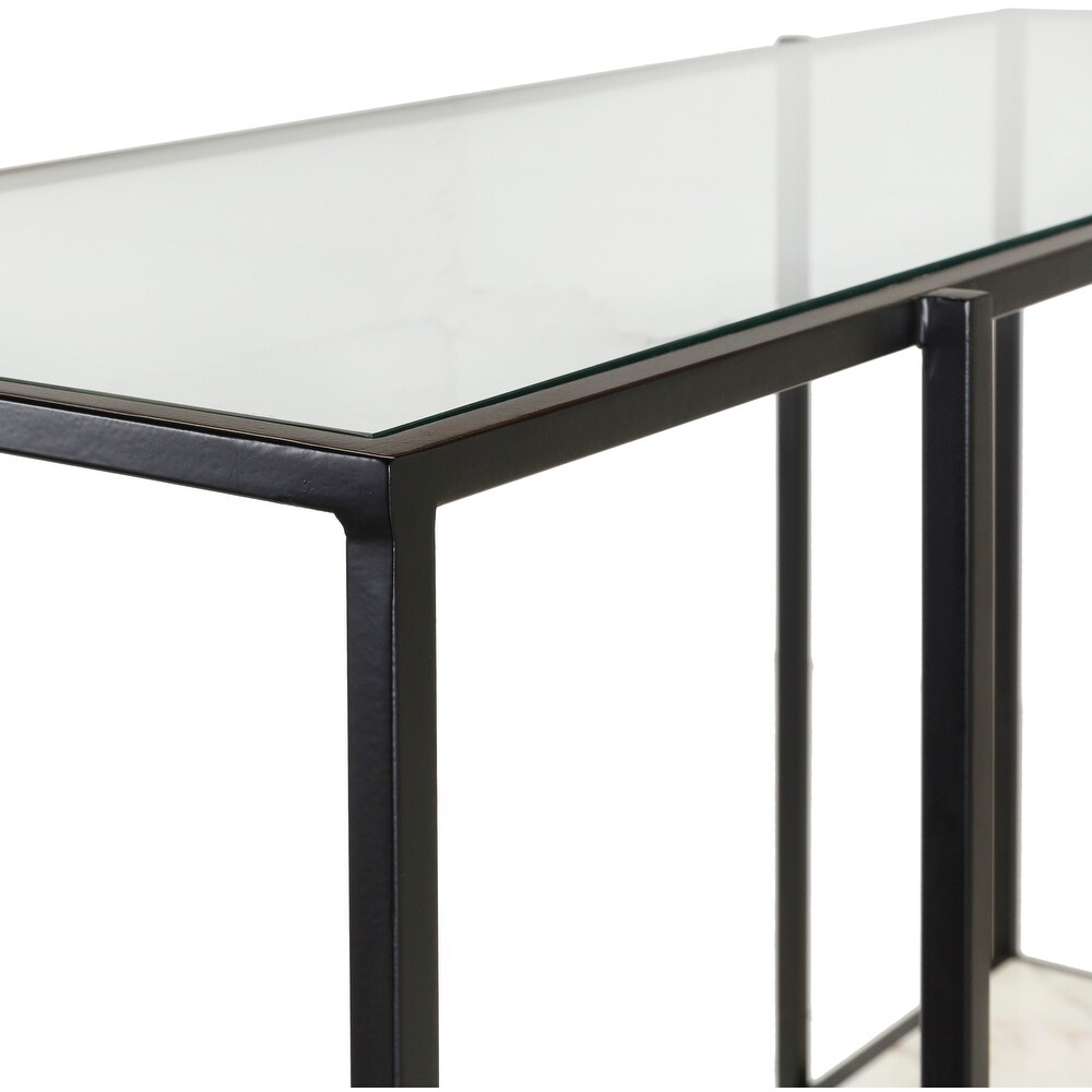 Alecsis Glass Two Tier 30 inch Console Table