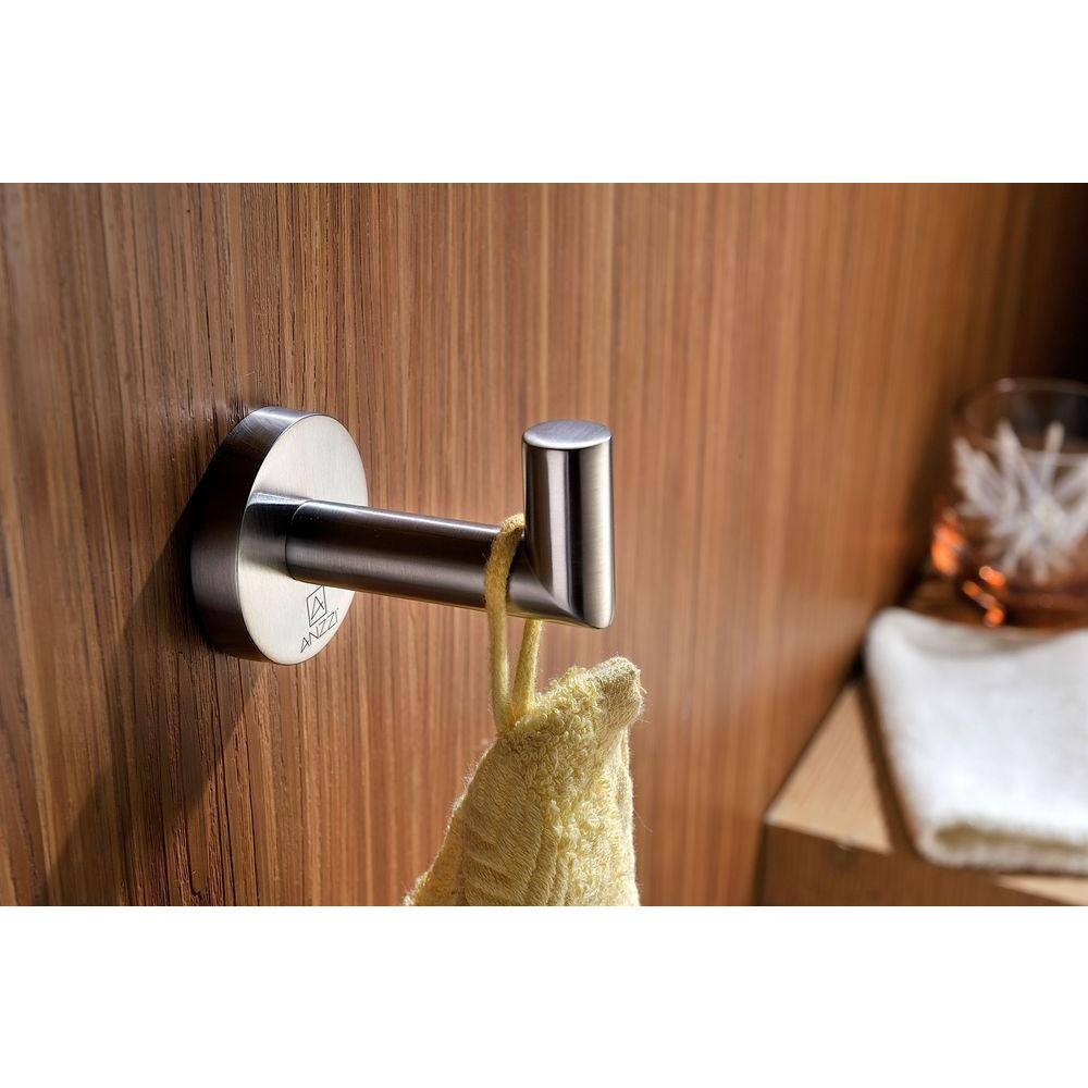 ANZZI Caster 2 Series Single Robe Hook in Brushed Nickel AC-AZ008BN