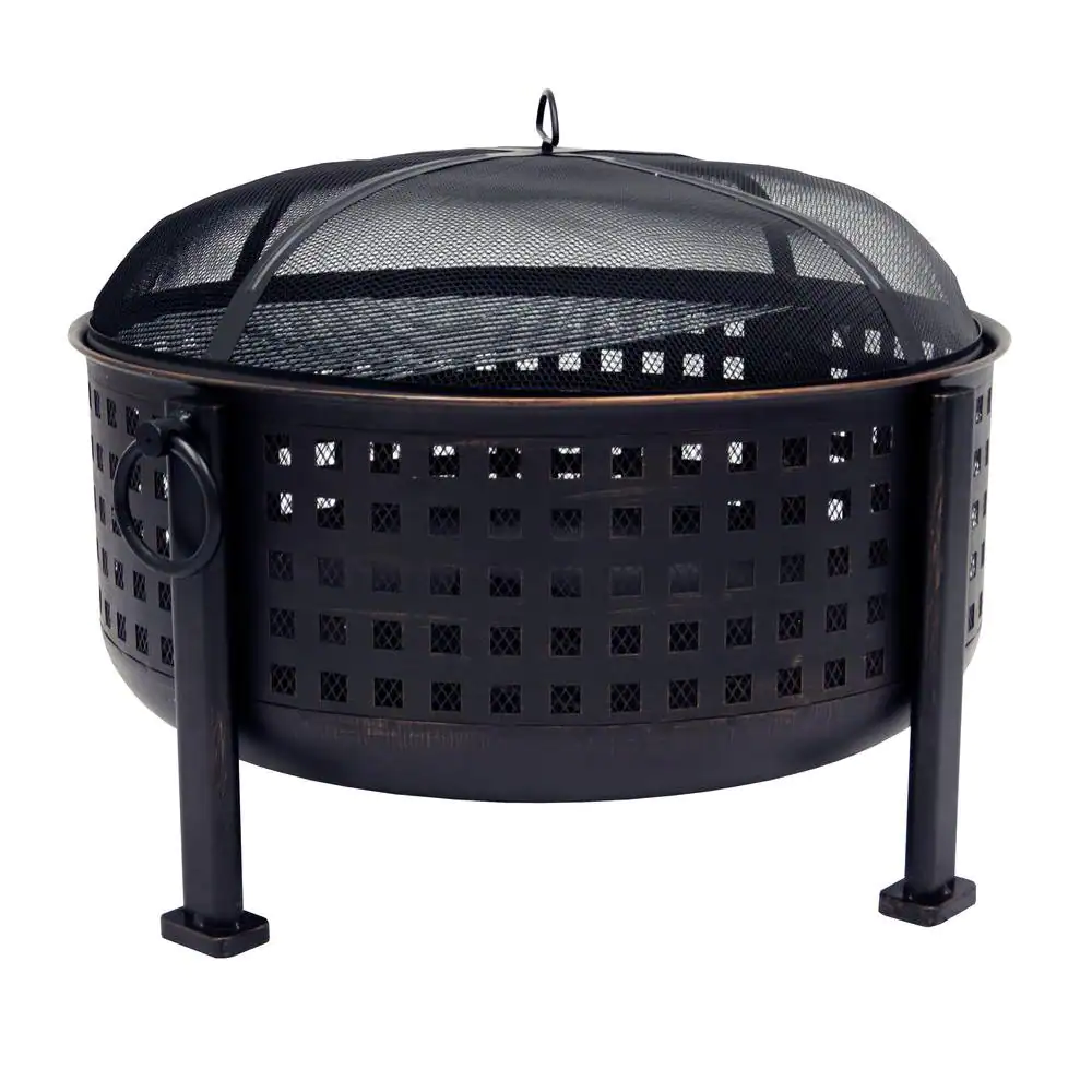 Pleasant Hearth Langston 30 in. Round Deep Bowl Steel Fire Pit In Rubbed Bronze