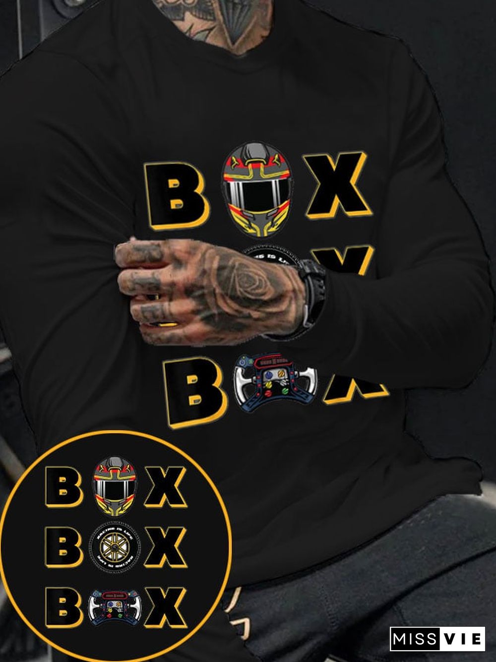 Men's Racing Box Long Sleeve T-Shirt