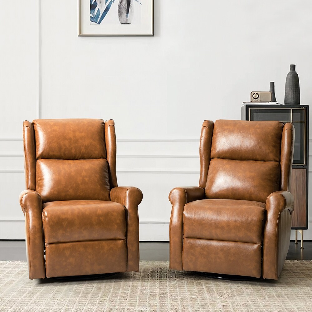 Baksoho Contemporary Leather Swivel Nursery Chair with Metal Base Set of 2 by HULALA HOME