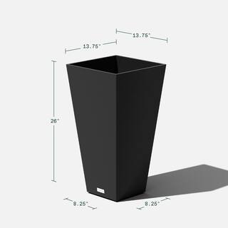 Veradek Midland 26 in. Black Plastic Tall Square Planter MV28B