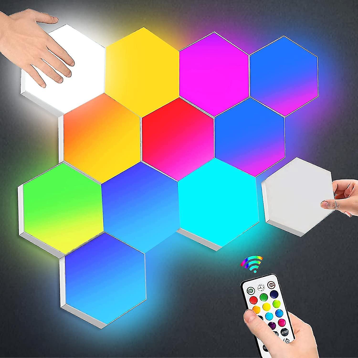 Hexagon Lights With Remote Control， Smart Led Wall Light Panels Touch-sensitive Rgb Mood Lighting