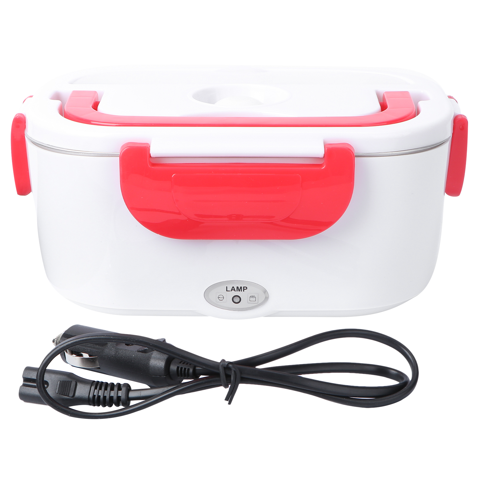 Portable Electric Heated Car Plug Heating Lunch Box Travel Food Warmer Container (Red)