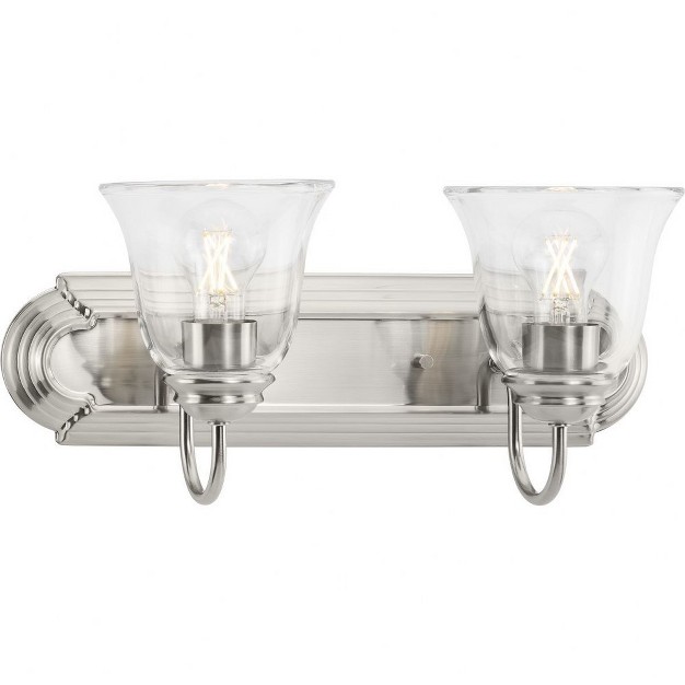 Progress Lighting Calhoun Collection 2 light Vanity Light Brushed Nickel Clear Glass Shades Material Steel