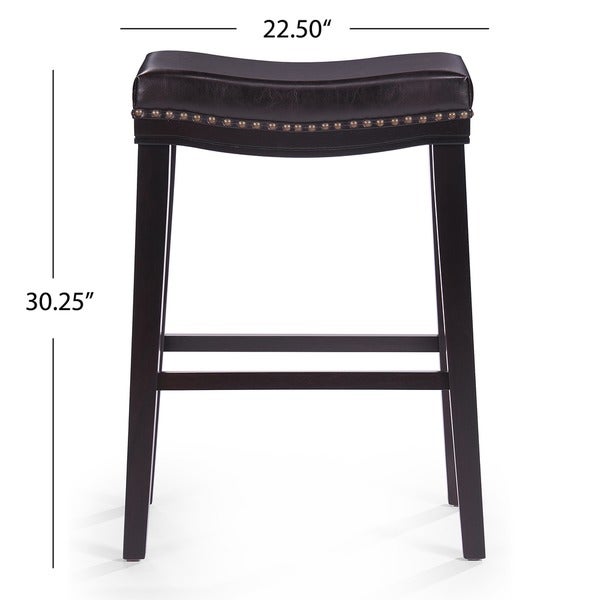 Rosalie 30-inchSaddle Studded Faux Leather Barstool (Set of 2) by Christopher Knight Home