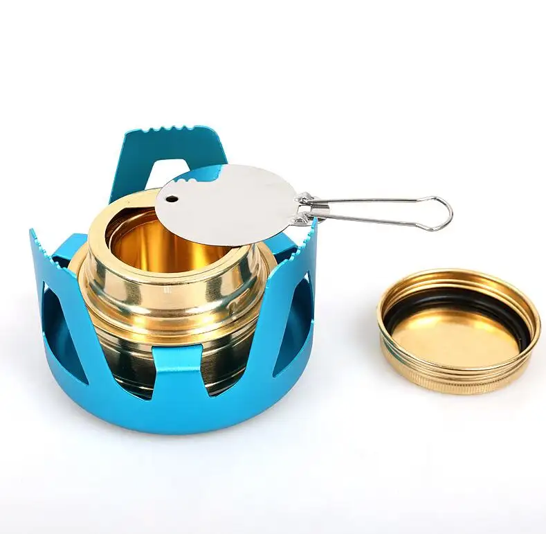 Mini Alcohol Stove for Backpacking  Lightweight Brass Spirit Burner with Aluminium Stand for Camping Hiking