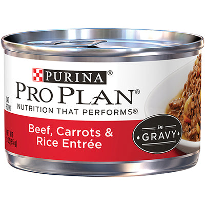 Purina Pro Plan Beef， Carrots and Rice Entrée in Gravy Canned Cat Food