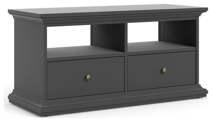 Sonoma 2 Drawer TV Stand with 2 Shelves  Black Lead   Transitional   Entertainment Centers And Tv Stands   by BisonOffice  Houzz